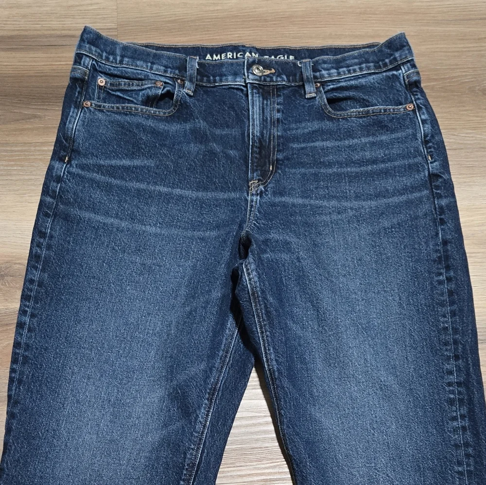 American Eagle Super Hi-Rise Ankle Straight Dark Wash Jeans Size 14 - Picture 3 of 12